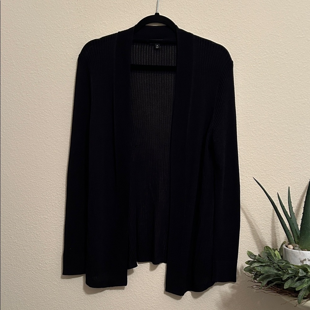 Talbots Classic Black Open-Front Cardigan